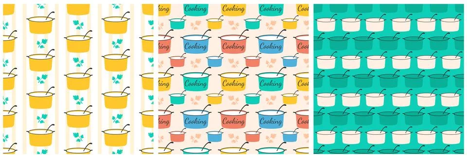 Set of Cooking Equipment Seamless Pattern Design Illustration in Flat Carto.. Illustrazione stock