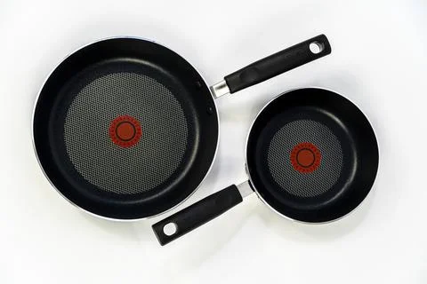 Set of cooking pans on white background, mexico Stock Photos