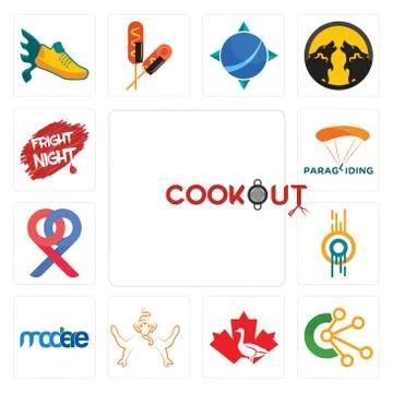 Set of cookout, comunication, canada goose, ganesh, modere, double o, p, para Illustrazione stock gratuita