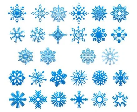 Set of cool blue snowflakes graphics Stock Illustration