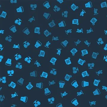 Set Cooler bag, Document and lock, Electric scooter and FTP folder on seamless Stock Illustration