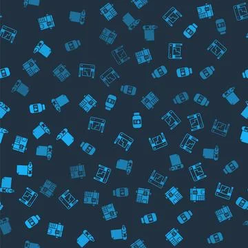 Set Copy machine, Plotter, Printer ink bottle and Roll of paper on seamless 스톡 일러스트