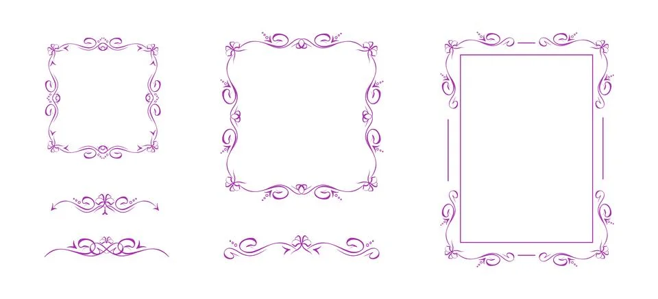 Set of coquette bow frames and vignettes Illustrazione stock