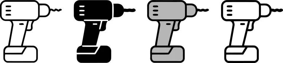 Set of Cordless Power Drills in Different Styles, Vector Illustration Ilustración de archivo