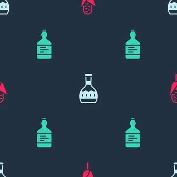 Set Corn, Tequila bottle and on seamless pattern. Vector イラスト素材