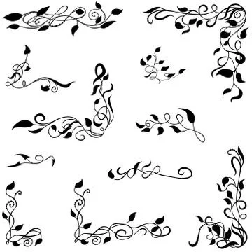 Set of corner design, elements frame for text Illustrazione stock