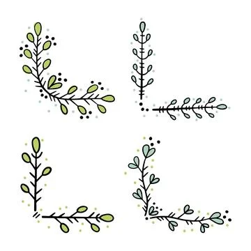 A set of corners for page decoration. Stock Illustration