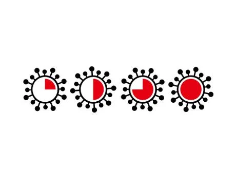 Set Corona Alarm Clock Flat Icon on white background in vector illustration Stock Illustration