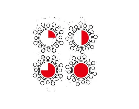 Set Corona Alarm Clock Flat Icon on white background in vector illustration Stock Illustration