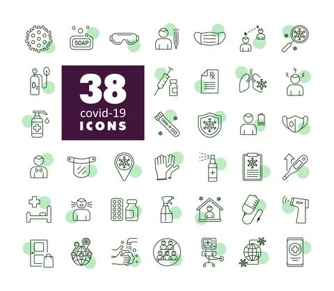 Set corona virus vector icons Stock Illustration