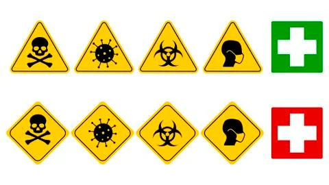 Set coronavirus icons. Vector logo flat black. 2019-ncov icon. Stock Illustration