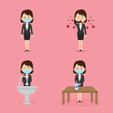 Set of Coronavirus Protocols Icons Stock Illustration