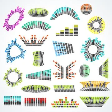 Set of cororful music equalizer vector design elements Stock Illustration