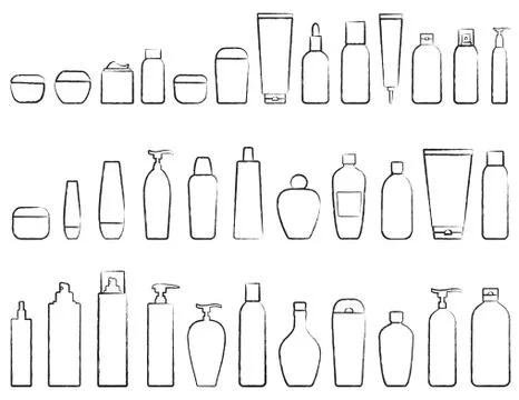 Set of cosmetic bottle silhouettes Stock Illustration