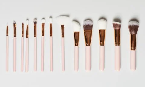 Set of cosmetic brushes different size Stock Photos