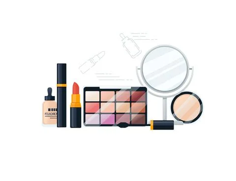 Set of cosmetic items vector illustration on white background Stock Illustration