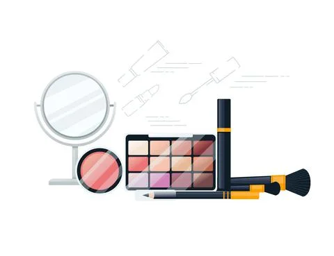 Set of cosmetic items vector illustration on white background Stock Illustration