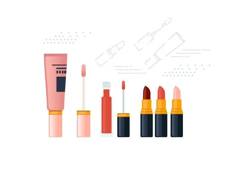 Set of cosmetic items vector illustration on white background Stock Illustration