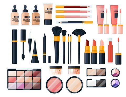 Set of cosmetic items vector illustration on white background Stock Illustration
