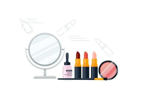 Set of cosmetic items vector illustration on white background Illustrazione stock