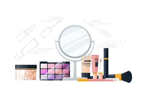 Set of cosmetic items vector illustration on white background Stock Illustration
