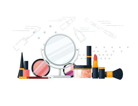 Set of cosmetic items vector illustration on white background Stock Illustration