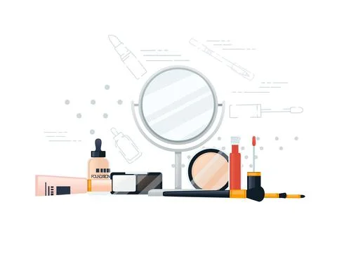 Set of cosmetic items vector illustration on white background Stock Illustration