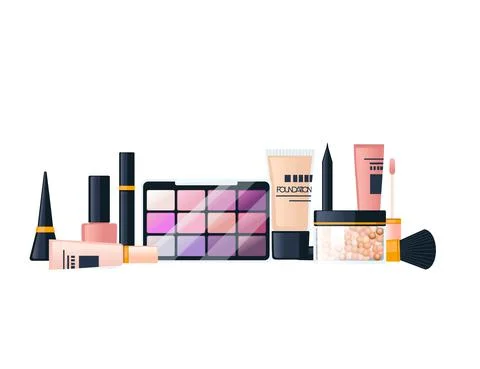 Set of cosmetic items vector illustration on white background Stock Illustration