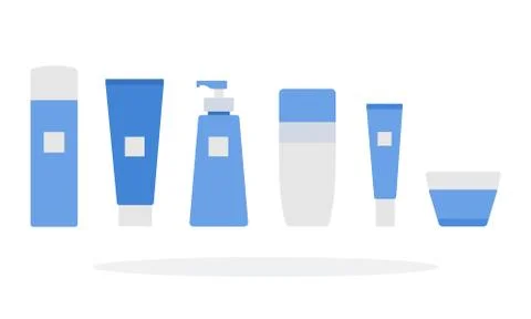 Set of cosmetic products vector flat material design isolated object on white Stock Illustration