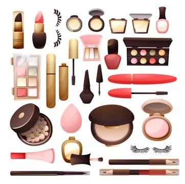 Set of cosmetics in flat style vector illustration Stock Illustration