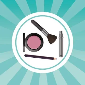 Set of cosmetics makeup circular frame Stock-Illustration