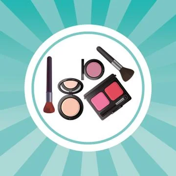 Set of cosmetics makeup circular frame Stock-Illustration