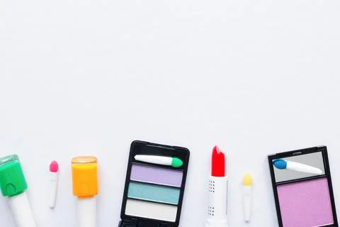 Set of cosmetics for makeup on white background Stock Photos