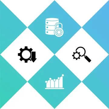 Set Cost reduction, Pie chart infographic, Server security with lock and Stock Illustration