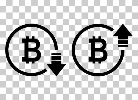 Set of cost symbol bitcoin increase and decrease icon. Money vector symbol is Stock Illustration