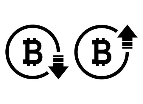 Set of cost symbol bitcoin increase and decrease icon. Money vector symbol is Stock Illustration
