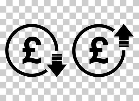 Set of cost symbol pound increase and decrease icon. Money vector symbol isol Stock Illustration