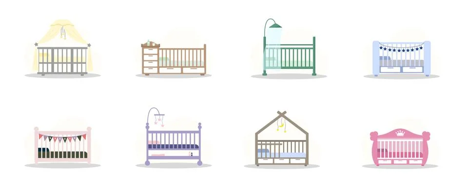 Set of cot icons. Simple element from baby things icons collection. Creative Illustrazione stock