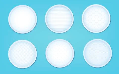 A set of cotton pads with a different texture, hypoallergenic sanitary pads. Stock Illustration