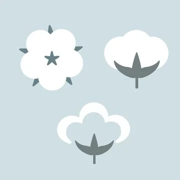 Set of cotton stylized symbol variations for branding and label design. Illustrazione stock