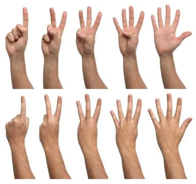 Set of counting hands isolated on white Stock Photos