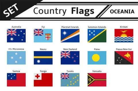 Set countries flags oceania イラスト素材