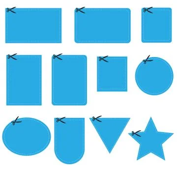 Set of coupon on white background. scissors cut template and dashed line. Illustrazione stock