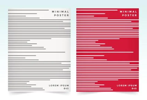 Set cover abstract lines with red and white background Stock Illustration