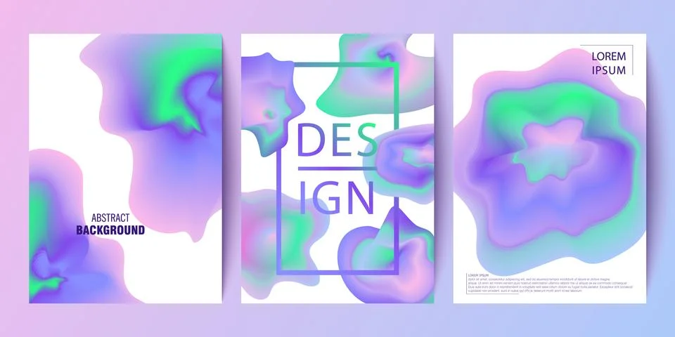 Set of cover design with abstract flow shapes. Universal vector background for Stock Illustration