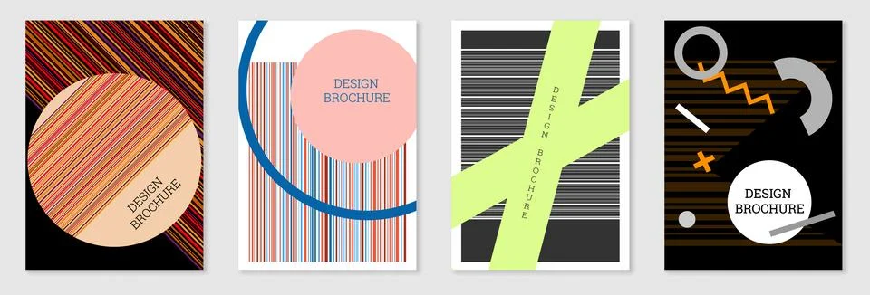 Set of cover design in Memphis style. Geometric design, abstract background.. Stock Illustration