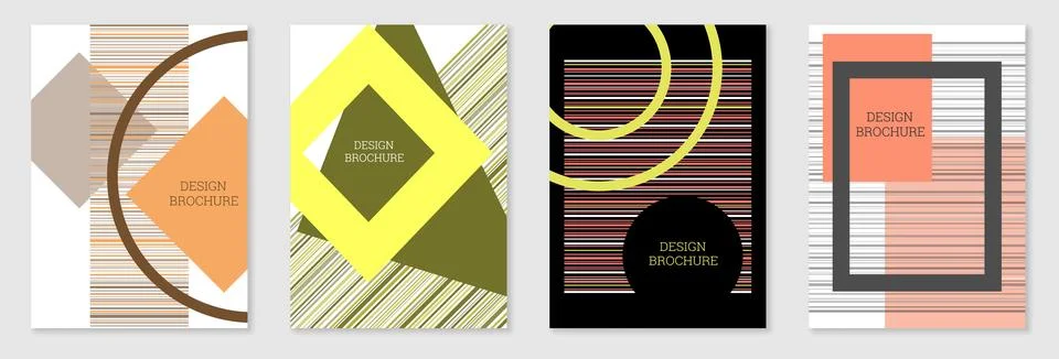 Set of cover design in Memphis style. Geometric design, abstract background.. Stock Illustration