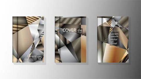 Set Cover design Triangle background abstract with neutrals colors Stock Illustration