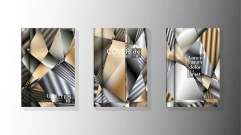 Set Cover design Triangle background abstract with neutrals colors Stock Illustration