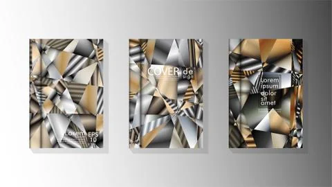 Set Cover design Triangle background abstract with neutrals colors Stock Illustration